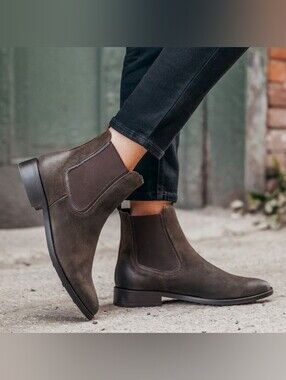 Thursday Boot Co Duchess Classic Chelsea Ankle Boots Brown Suede Leather